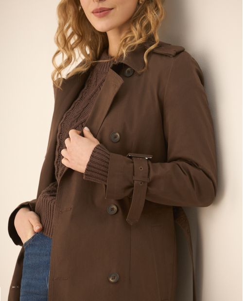 Abrigo largo con cinturón ajustable para mujer