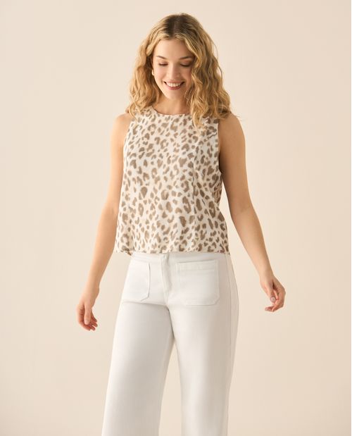 Camisa de corte en A y estampado animal print para mujer