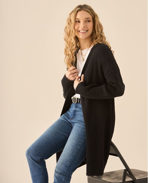 Cárdigan tejido de diseño abierto para mujer