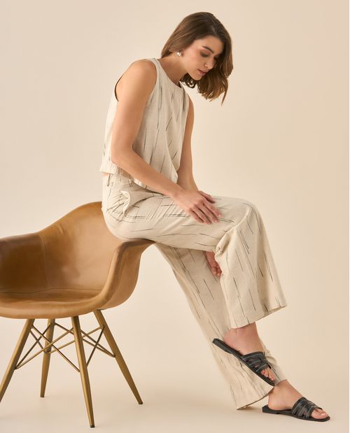 Pantalón recto con rayas para mujer