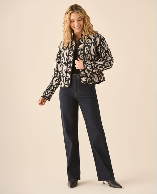 Chaqueta acolchada con perilla de botones para mujer