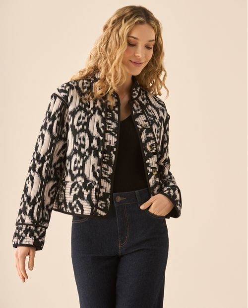 Chaqueta acolchada con perilla de botones para mujer