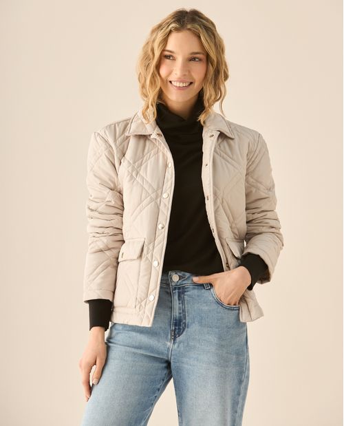 Chaqueta acolchada con broches para mujer