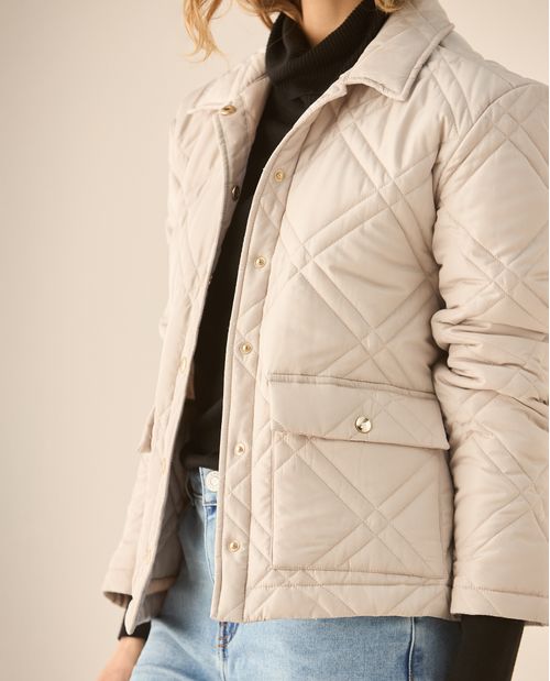 Chaqueta acolchada con broches para mujer