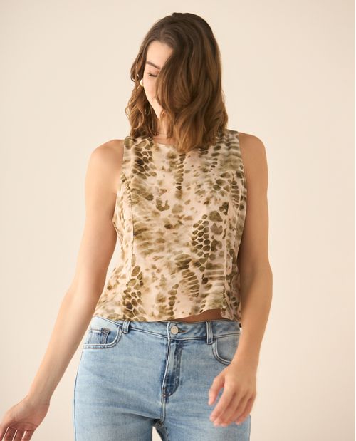 Camisa manga sisa con estampado para mujer