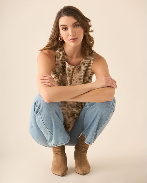 Camisa manga sisa con estampado para mujer