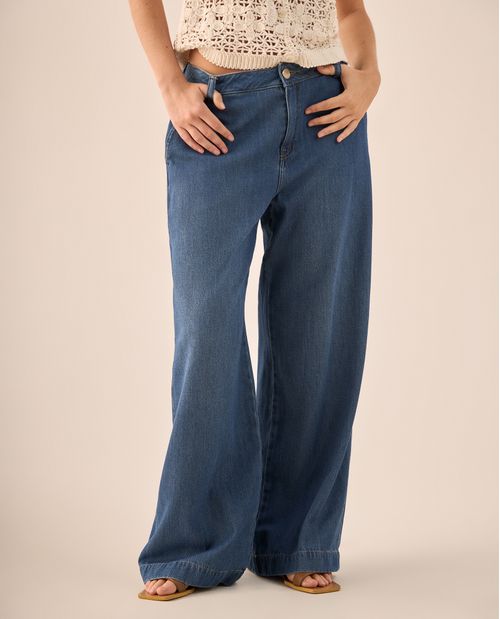 Jean Wide Leg Azul con Tiro Alto