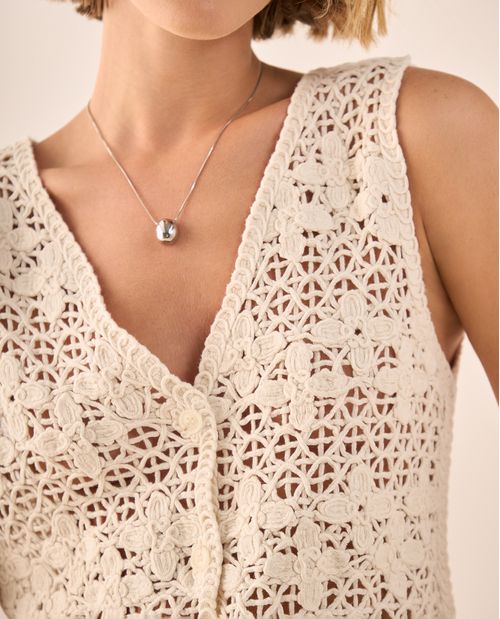 Camisa Tejida Calada Crudo