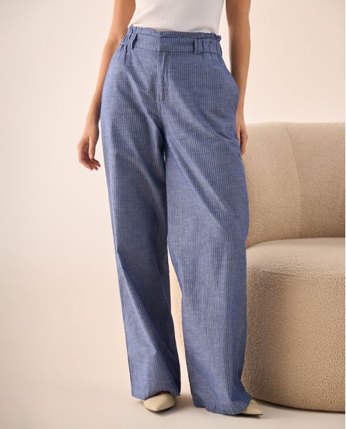 Pantalón Wide Leg con Rayas Verticales