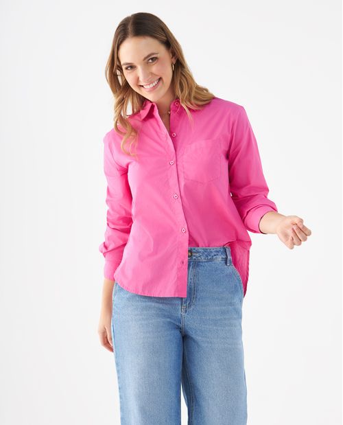 Camisa con bolsillo de parche para mujer