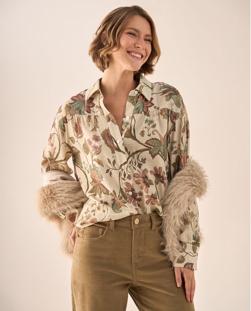 Camisa Estampada Botánica Manga Larga