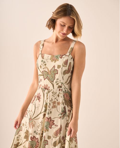 Vestido Largo Floral con Tirantes Ajustables