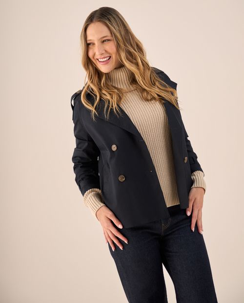 Trench Marrón con Doble Botonadura