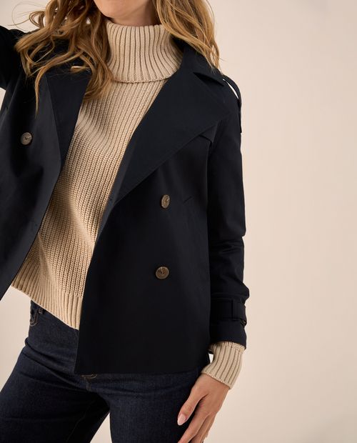 Trench Marrón con Doble Botonadura