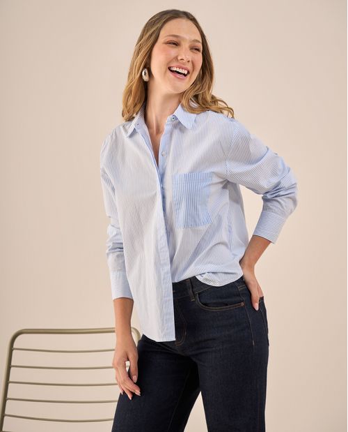 Camisa Rayas con Bordado Posterior