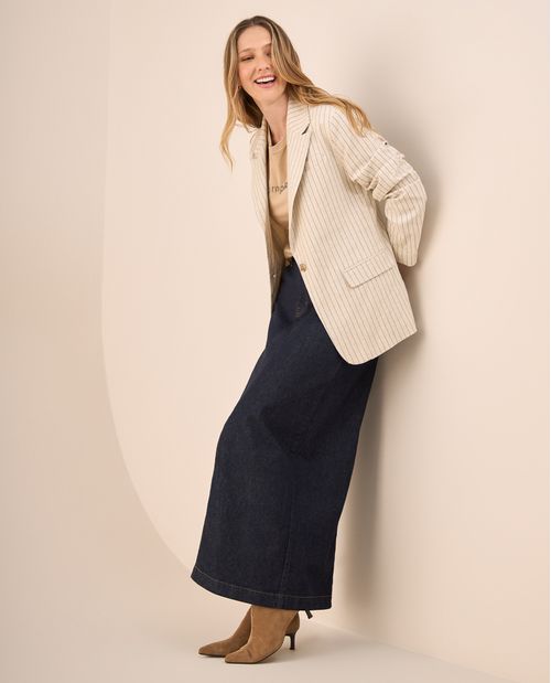 Falda Denim Larga Tiro Alto