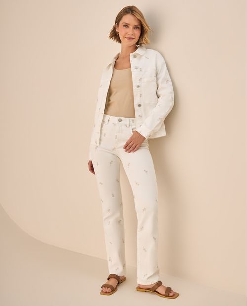 Jean Straight con Estampado Floral Delicado