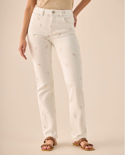 Jean Straight con Estampado Floral Delicado