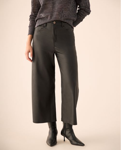 Pantalón Wide Leg Negro Tiro Alto