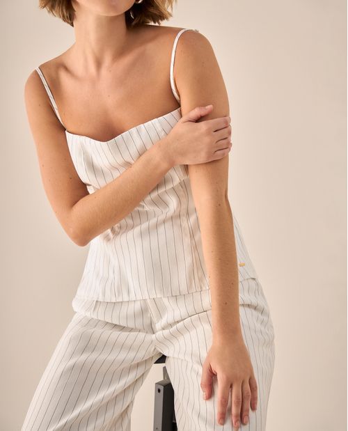 Camisa Rayas con Tirantes Ajustables