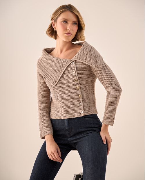 Suéter Tejido Cuello Amplio Beige