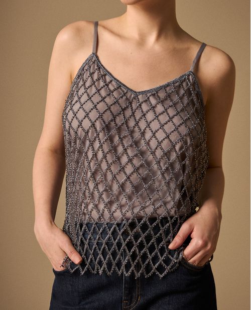 Top Bordado Geométrico con Lentejuelas