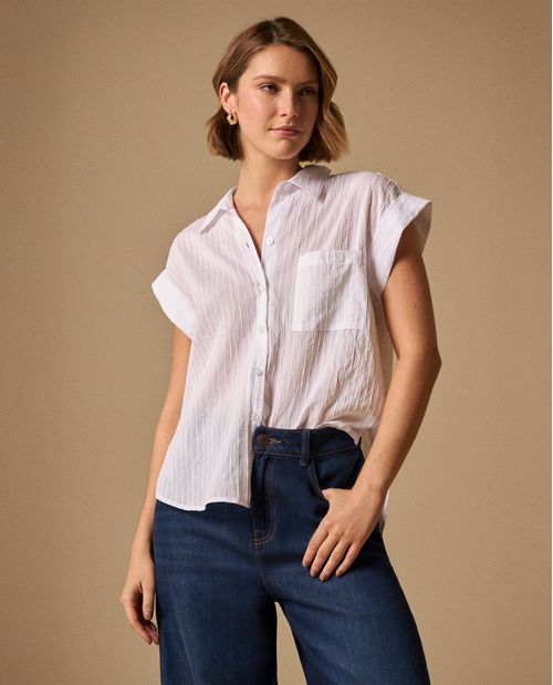 Camisa con Rayas Texturizadas