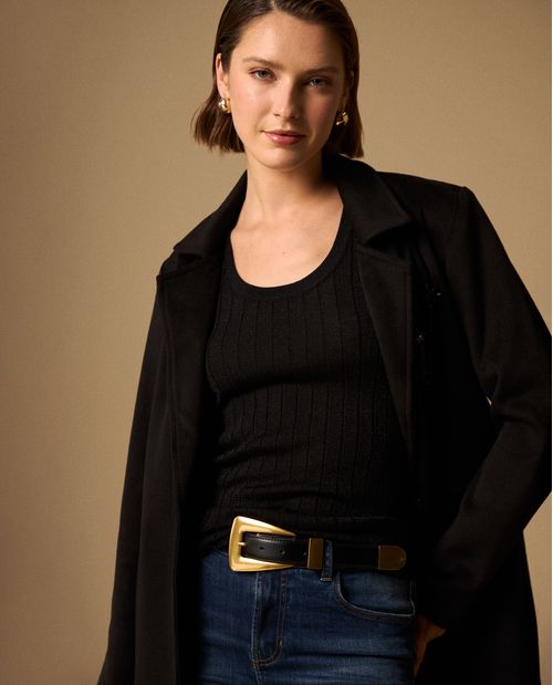 Camiseta Tejida Negro con Detalles Lurex