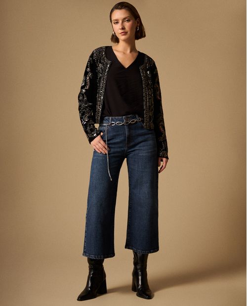 Jean Culotte Azul Oscuro Tiro Alto