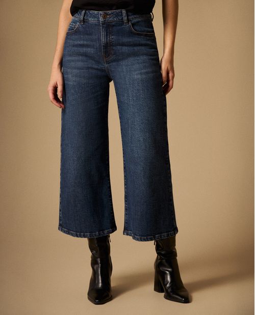 Jean Culotte Azul Oscuro Tiro Alto