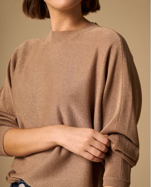 Suéter Lurex Café Dorado con Brillo Sutil