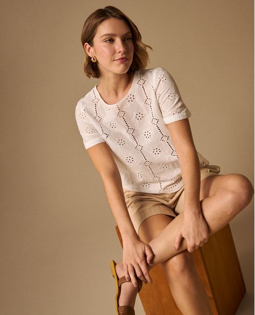 Camisa Bordado Inglés con Detalles Calados