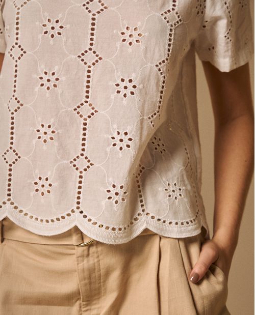Camisa Bordado Inglés con Detalles Calados