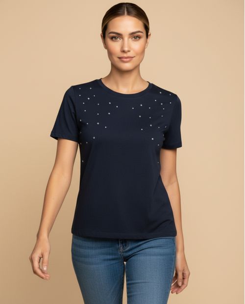 Camiseta con Aplicaciones Metálicas