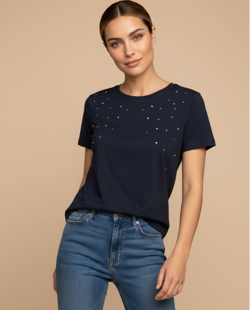 Camiseta con Aplicaciones Metálicas