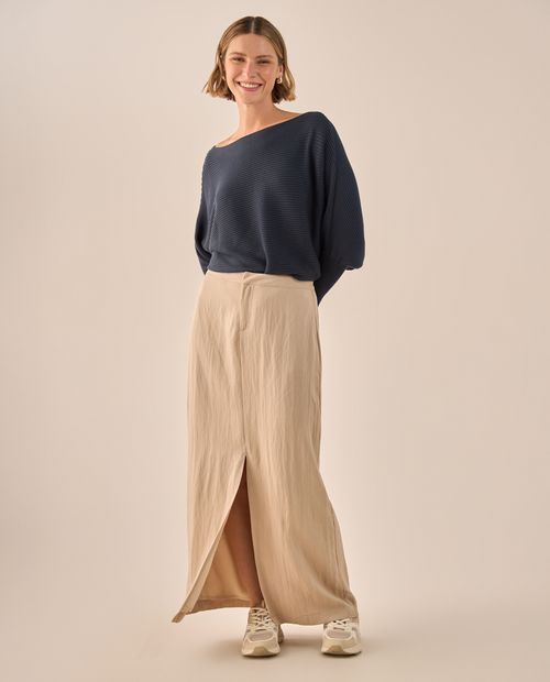 Suéter Tejido Acanalado Off-Shoulder