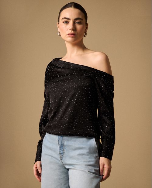 Camisa Asimétrica Puntos Negros