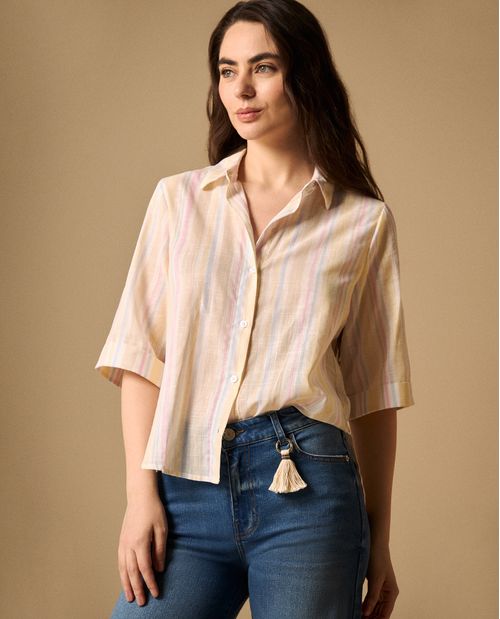 Camisa Rayas Manga Corta Premium