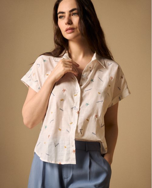 Camisa con Estampado de Palabras