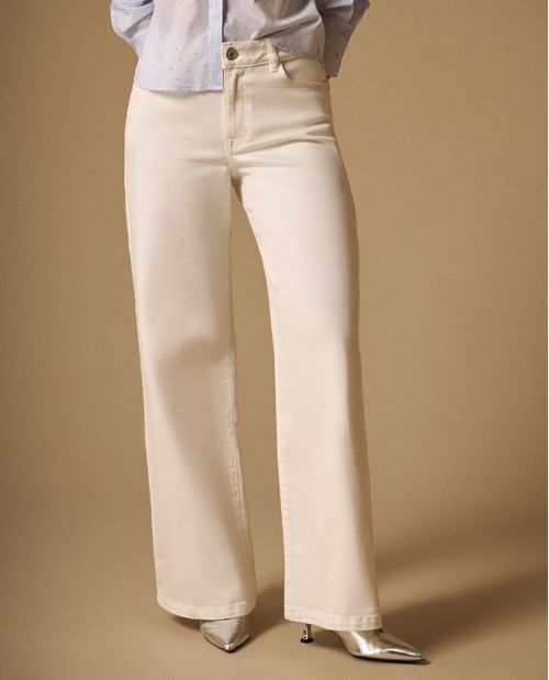 Jean Wide Leg Blanco Tiro Alto