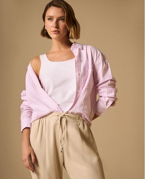 Camisa Rayas con Bordados en Puños