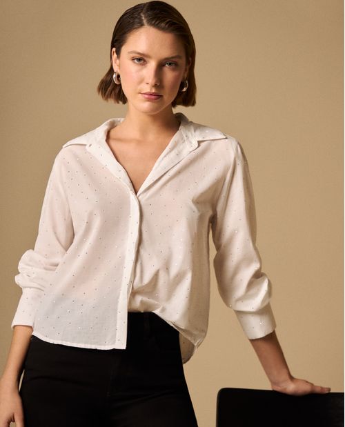 Camisa con Micro Puntos Negros