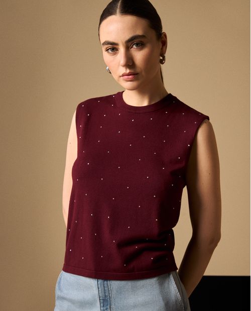 Camiseta Morado con Aplicaciones Brillantes