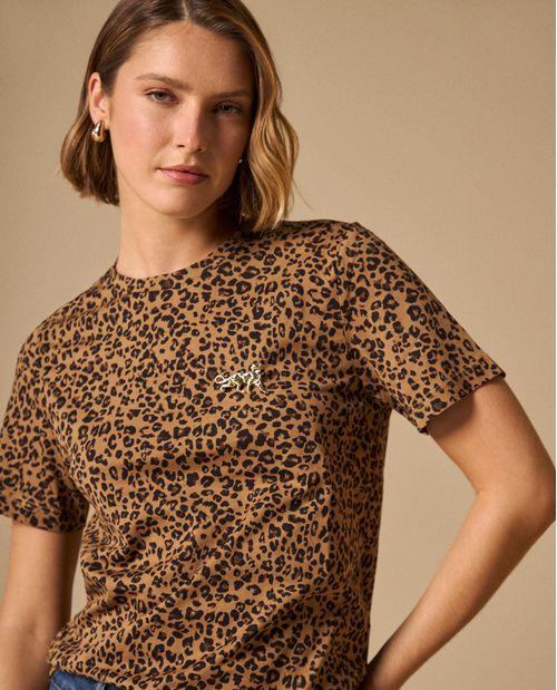Camiseta Animal Print Beige Premium
