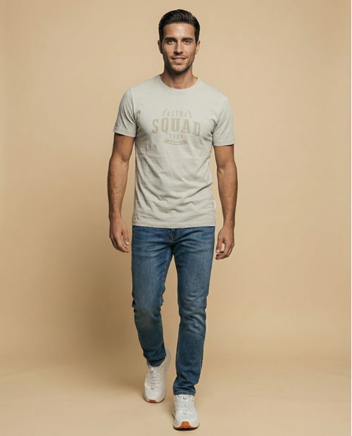 Camiseta unisex con estampado tipográfico manga corta