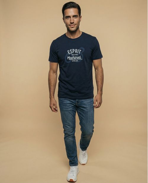 Camiseta manga corta con estampado tipográfico para hombre