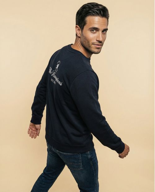 Buzo cuello redondo con bordado posterior para hombre