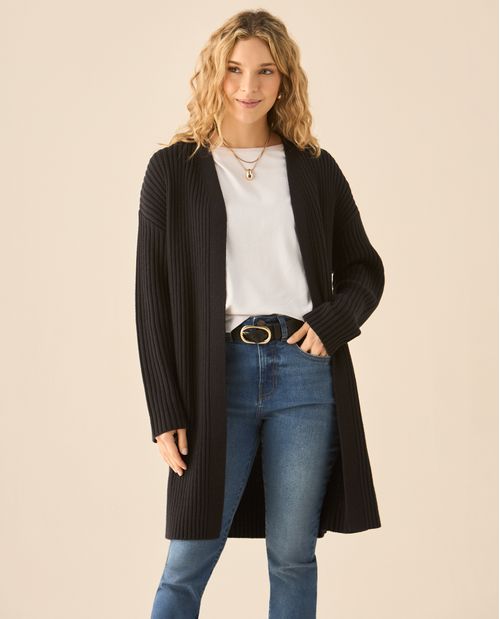 Cárdigan tejido de diseño abierto para mujer