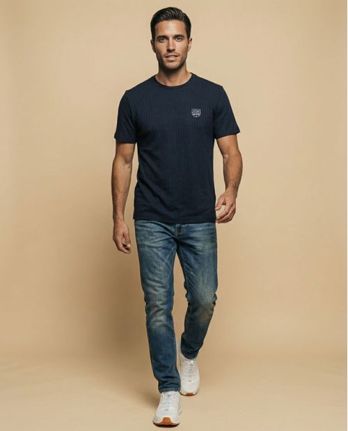 Camiseta manga corta con textura acanalada para hombre