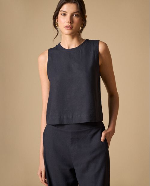 Camisa sin mangas con detalle posterior y cordón decorativo para mujer